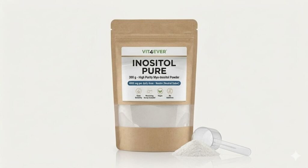 Suplemento de Myo-Inositol puro en polvo 300g de Vit4ever con cacito medidor para el SOP.