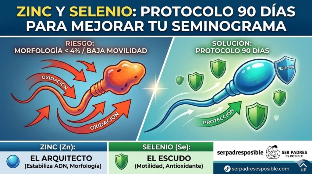 ¿Seminograma alterado? El Zinc y el Selenio son los arquitectos y el escudo que necesitas para mejorar la morfología y movilidad en un ciclo de 90 días.
